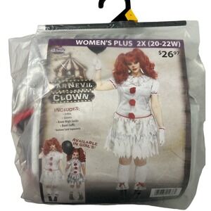 CARNEVIL Carnival Clown Adult Woman Halloween‎ Costume 2X New